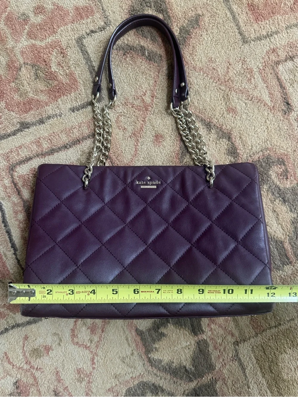 kate spade Quilted burgundy Leather Chain-Handle Shoulder Bag